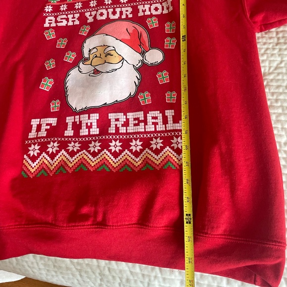 GILDAN "ASK YOUR MOM IF I"M REAL" XMAS  SANTA SWEATSHIRT LARGE - Picture 9 of 10